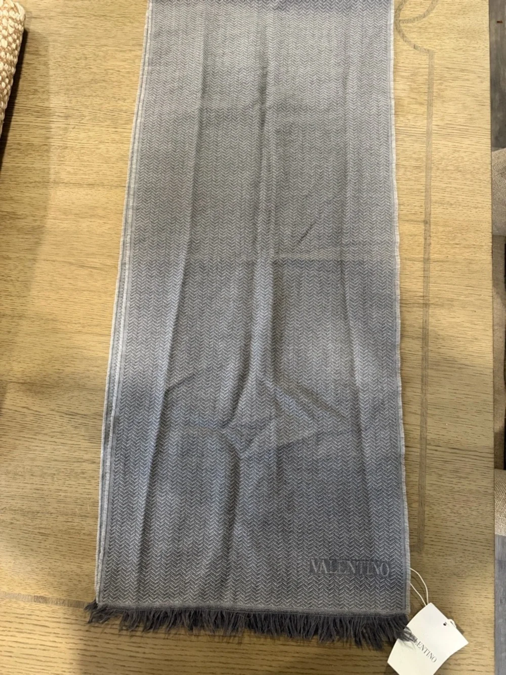 Valentino Gray Herringbone Men's Scarf